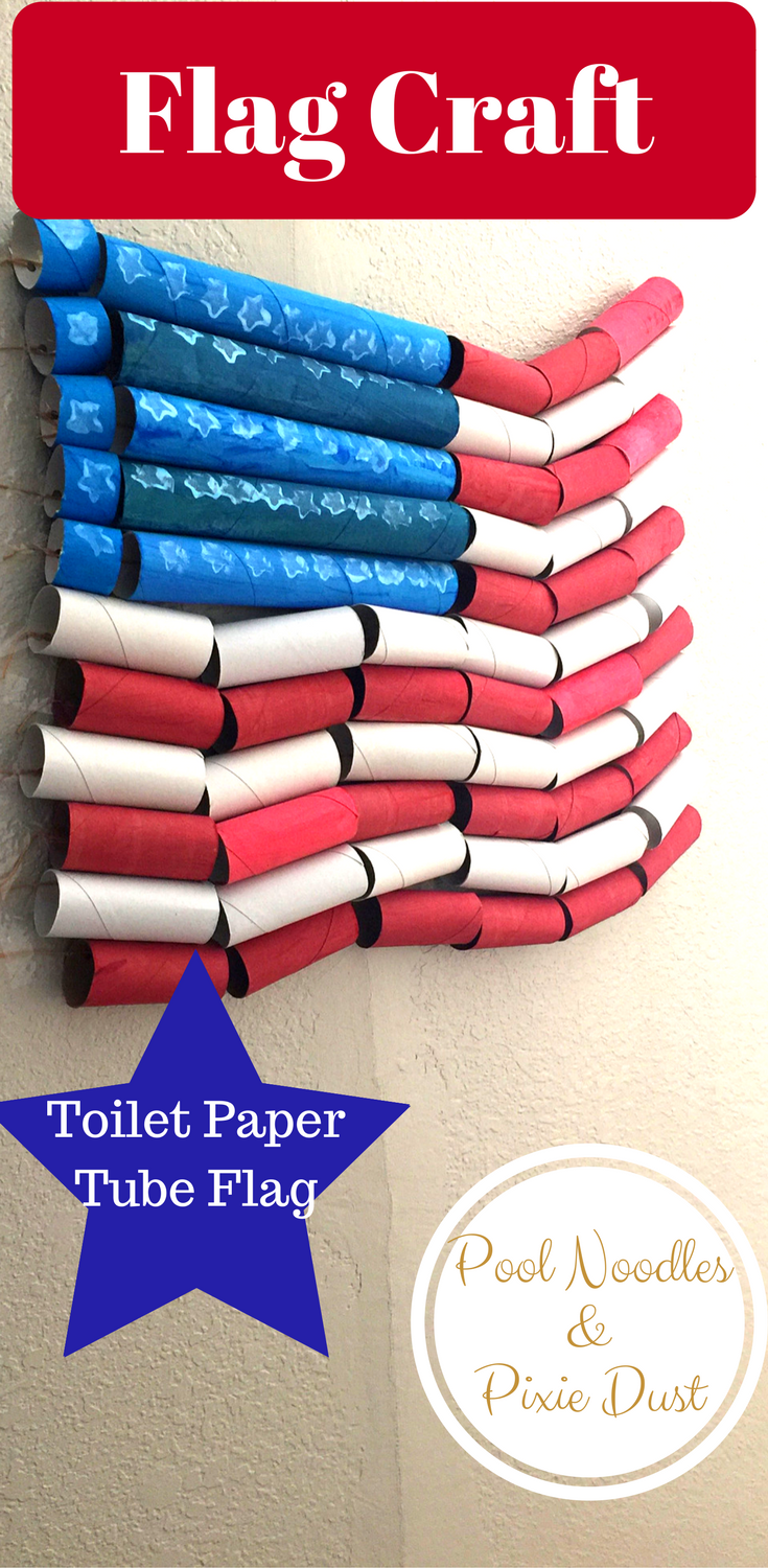 Toilet Paper Roll Flag Craft for flag day and 4th of July.