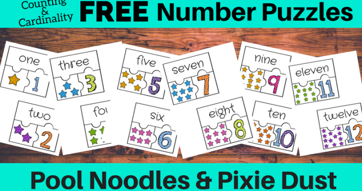 FREE Number Puzzles Counting & Cardinality - Pool Noodles & Pixie Dust