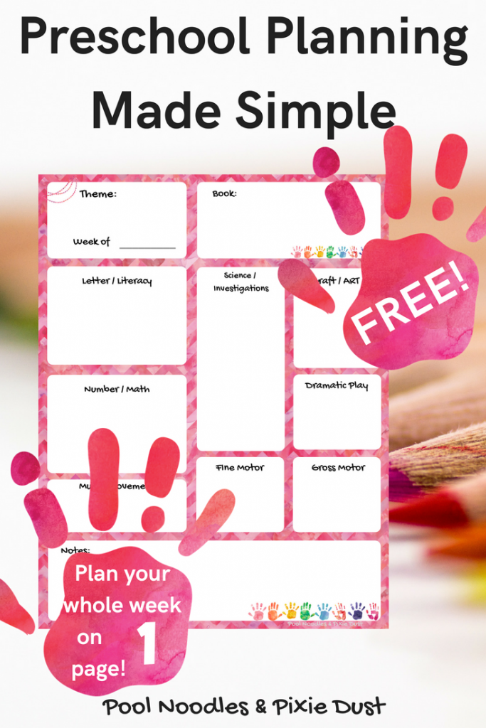 Plan your whole preschool week on 1 page! Preschool Planning Made Simple - Pool Noodles & Pixie Dust
