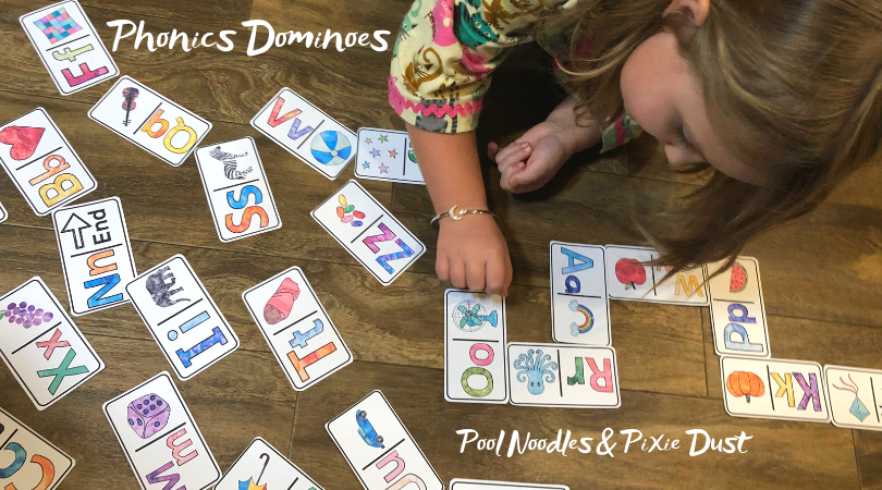 Phonics Dominoes - Preschool and Kindergarten Phonics Practice - Pool Noodles & Pixie Dust