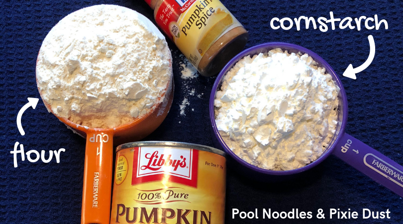 DIY taste-safe, no-cook, 4-ingredient pumpkin pie play dough recipe.