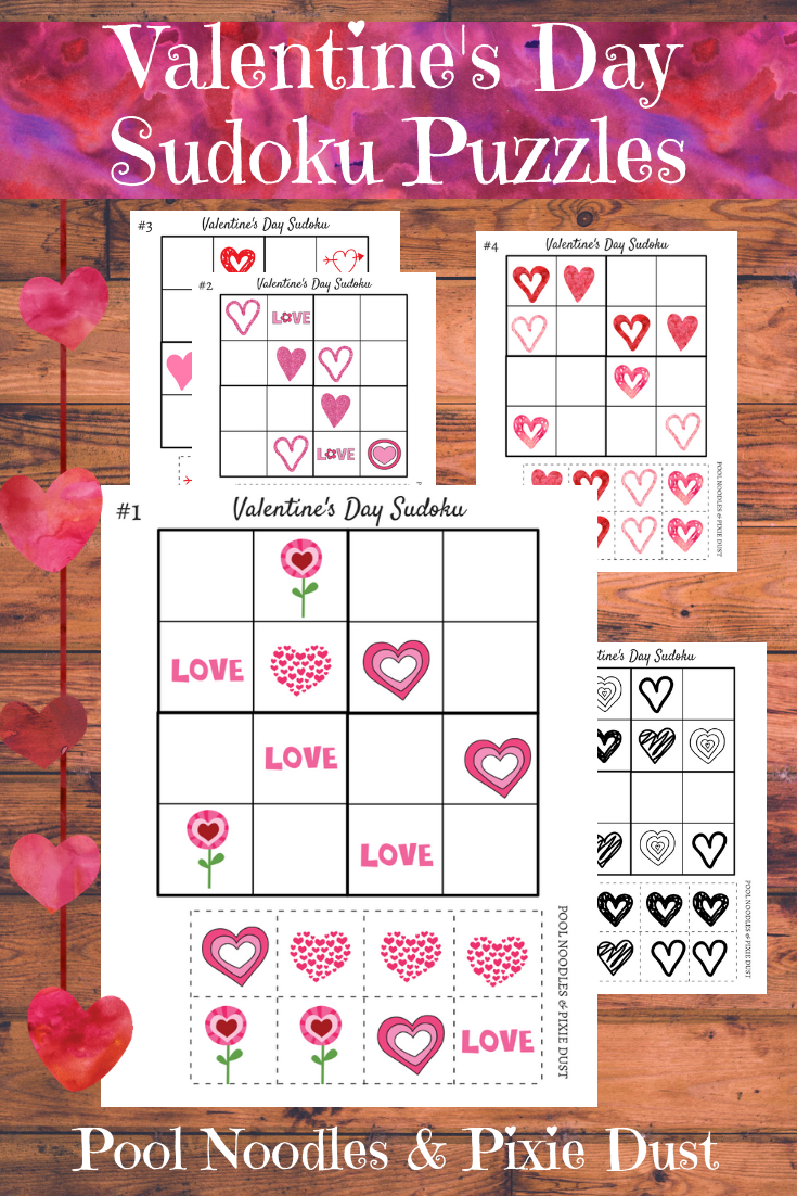 Have fun with math this February with Valentine's Day Sudoku! These picture puzzles are designed to help kids learn the strategies involved in doing sudoku and of course to have fun! Set of 4 colored puzzles and set of 4 black and white puzzles.