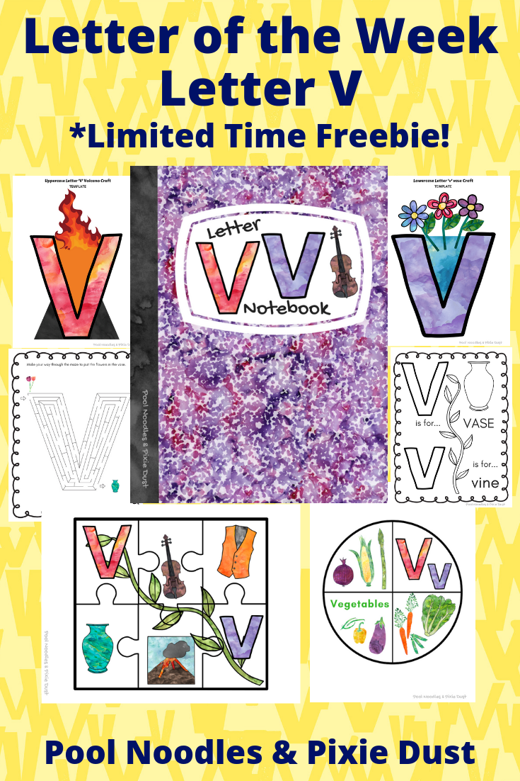 Letter of the Week - Letter V - Book list, play ideas, animals that start with V, and a printable Letter V Notebook full of crafts and activities all about the letter V!