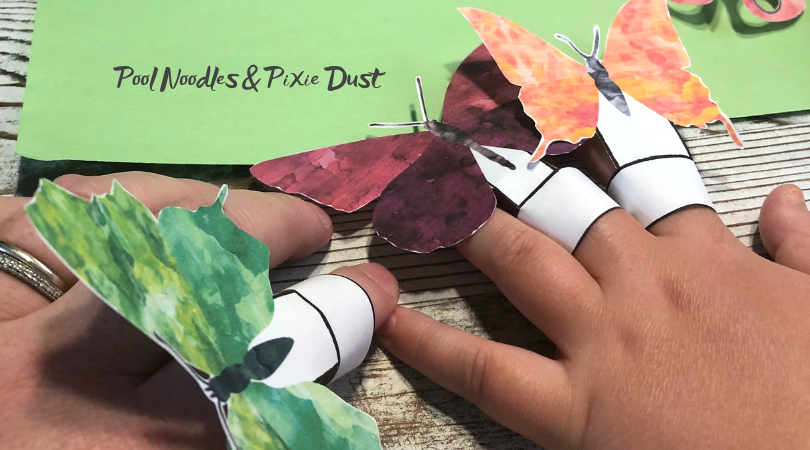 Butterfly Finger Puppets - Spring Pretend Play - Paper Crafts - Pool Noodles & Pixie Dust
