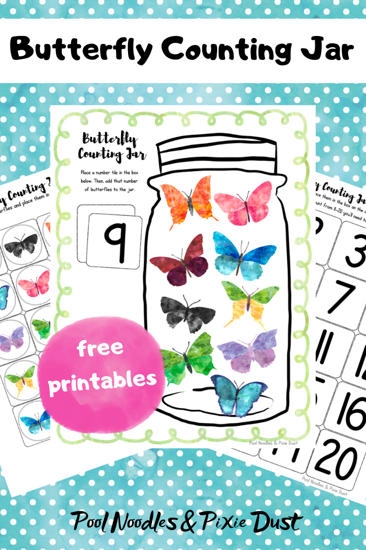Free Butterfly Counting Jar Activity and Printables. Perfect for Spring Math Centers! - Pool Noodles & Pixie Dust
