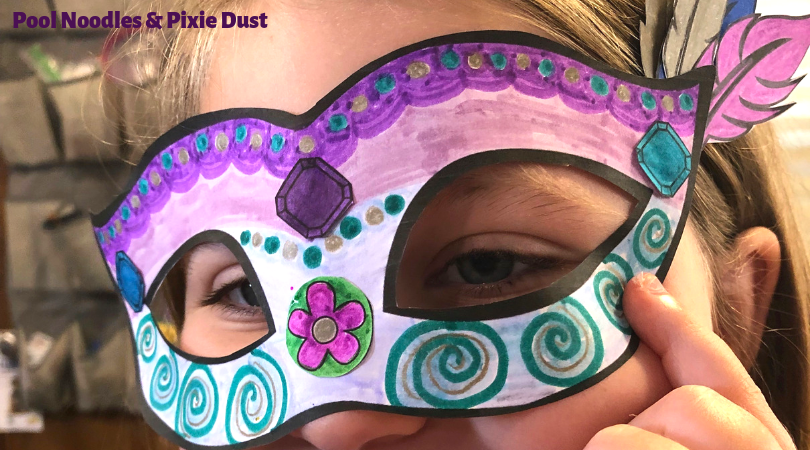 Free Printable Mardi Gras Mask Craft for Kids - Pool Noodles and Pixie Dust
