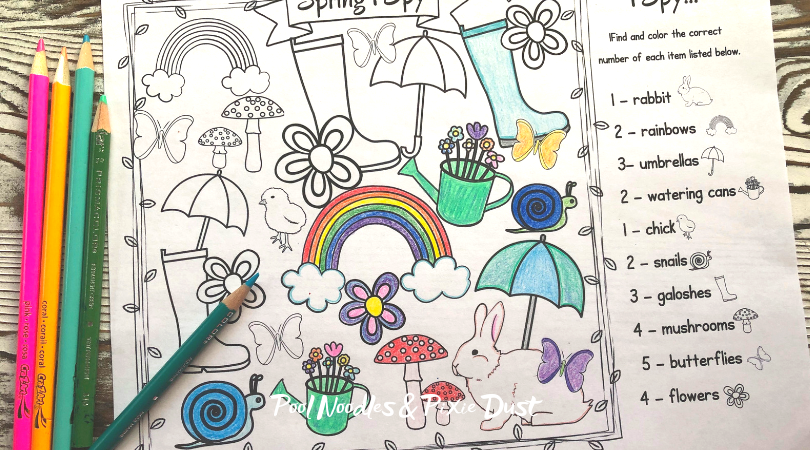 Free Spring I Spy Coloring Pages - Pool Noodles & Pixie Dust