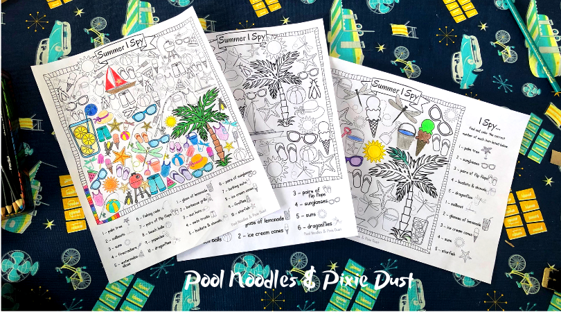 I spy Coloring Pages for Summer! - 3 Levels of Difficulty - Pool Noodles & Pixie Dust