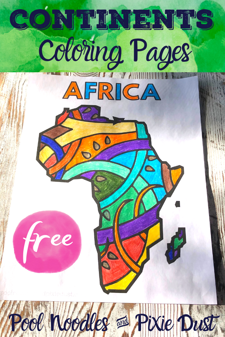 Color Africa and the rest of the 7 continents with this free set of continent coloring pages! - Pool Noodles & Pixie Dust