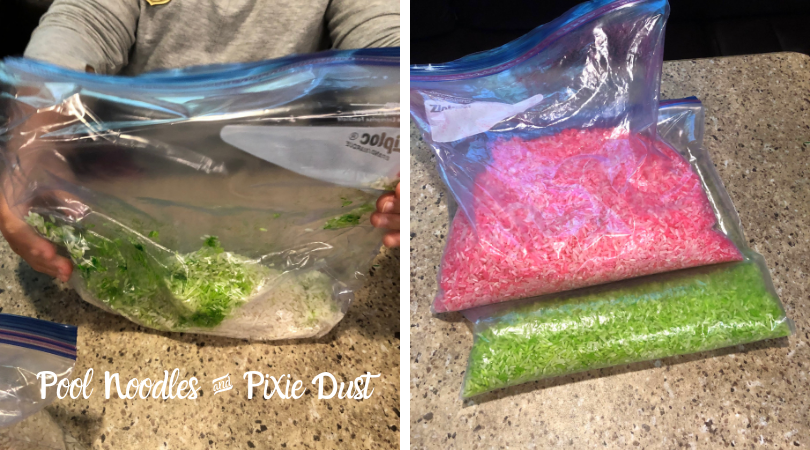 Easy rice dyeing for sensory play - Pool Noodles & Pixie Dust