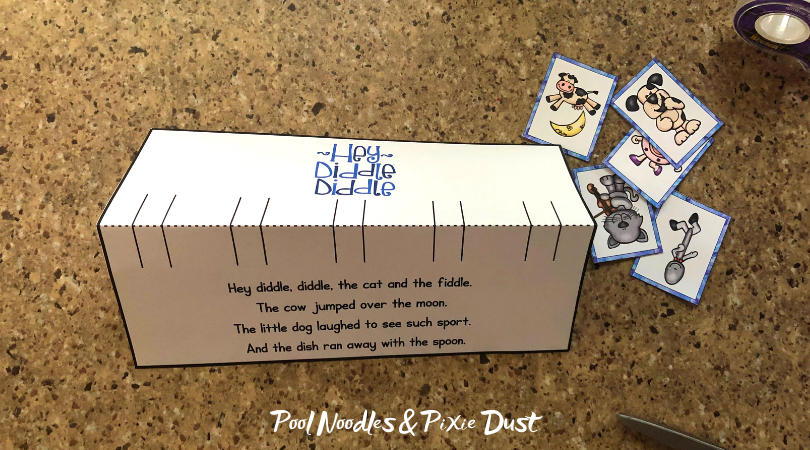 Hey Diddle Diddle the Cat and the Fiddle - Assembling Nursery Rhyme Pop-Up Card - Pool Noodles & Pixie Dust
