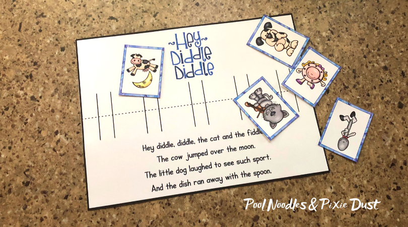 Hey Diddle Diddle the cat and the Fiddle - Nursery Rhyme Pop-Up Sequencing Cards - Pool Noodles & Pixie Dust