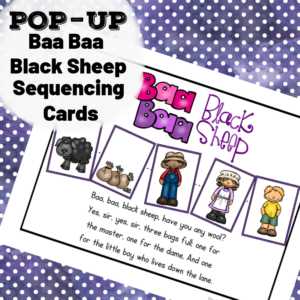 Baa Baa Black Sheep Pop-Up Sequencing Card - Pool Noodles & Pixie Dust
